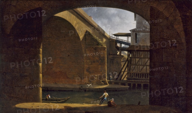 Notre-Dame Bridge and Pump, seen from the vault of Quai de Gesvres, 1816.