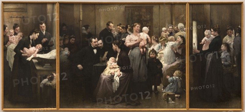 The work of a drop of milk at the Belleville Dispensary (triptych), 1903.
