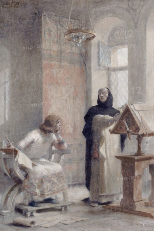 Esquisse pour l'escalier de la Sorbonne : Louis IX à l'abbaye de Royaumont, 1888.
