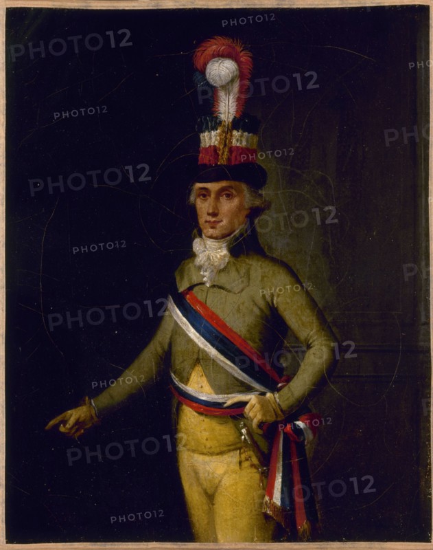 Portrait of a municipal police officer during the revolutionary era, between 1789 and 1799.