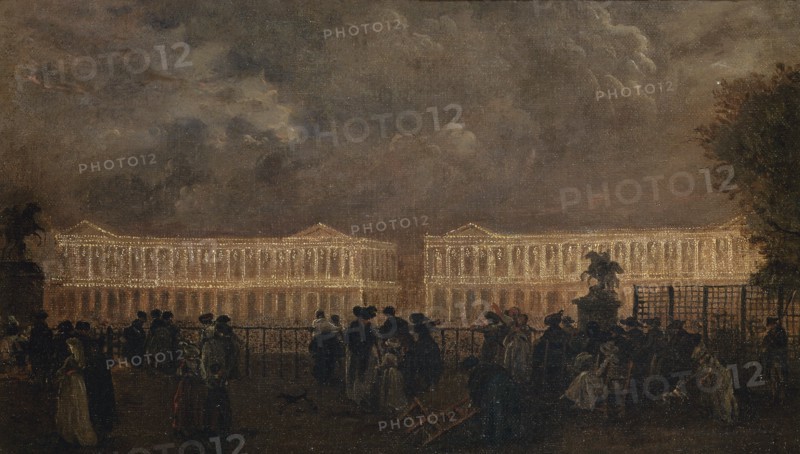 Illumination of Place Louis-XV on the occasion of the birth of the Dauphin, in October 1781.