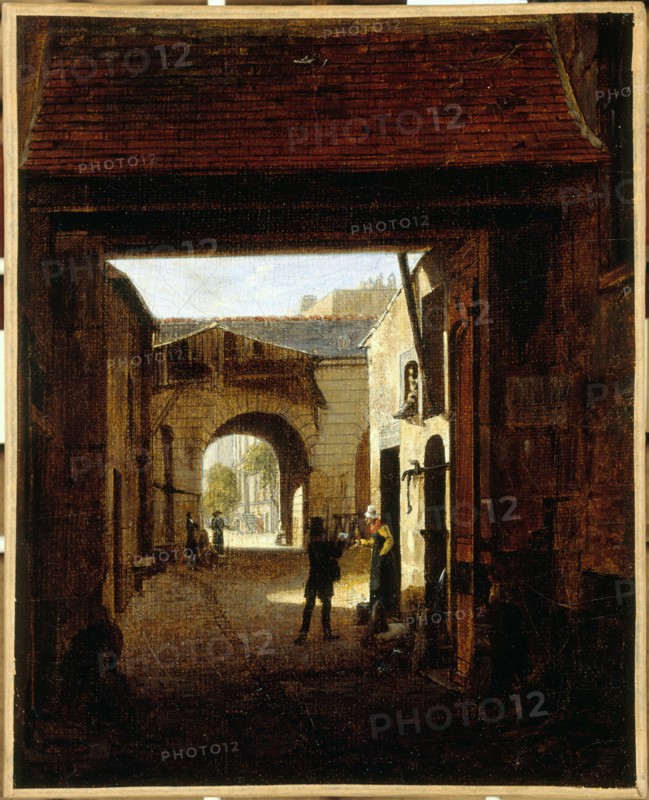 Courtyard of a coaching house, rue Saint-Denis, known as court Sainte-Catherine, c1815.