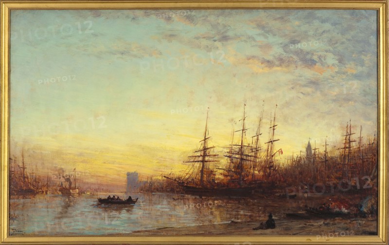 Le port de Marseille au coucher du soleil, between 1890 and 1895.