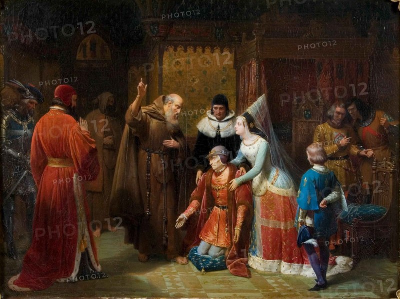 Louis XI of France knelt before Saint Francis of Paola, 1843. Creator: Gosse, Nicolas-Louis-François (1787-1878).