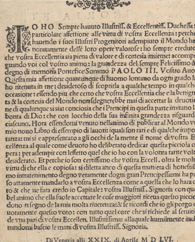 La Gloria et l'Honore di Ponti Tagliati, E Ponti in Aere, title page (verso), 1556.