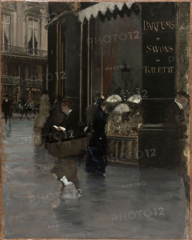 The Violet perfumery, at the corner of boulevard des Capucines and rue Scribe, c1880.
