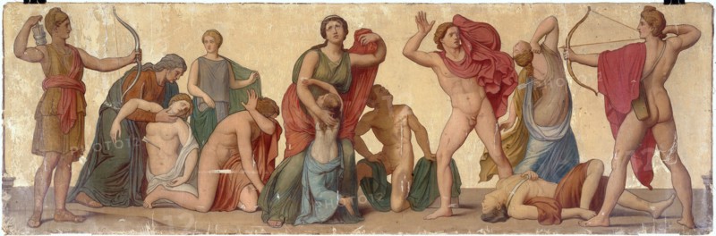Massacre of Niobids, composition from the atrium of the Pompean house of Prince Napoleon, c1860.