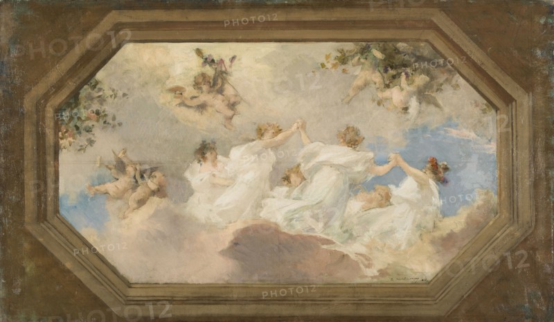 Sketch for the town hall of Suresnes: Circle of bacchantes (central ceiling), 1898.
