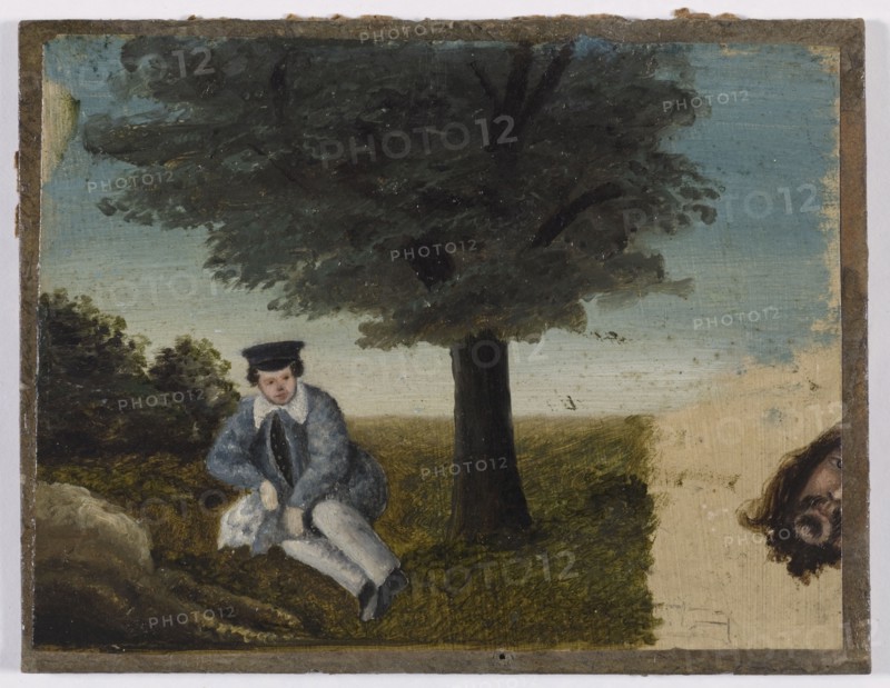 Autoportrait de Gustave Courbet à l'âge de quatorze ans ; fragment de tête barbue, c1833.