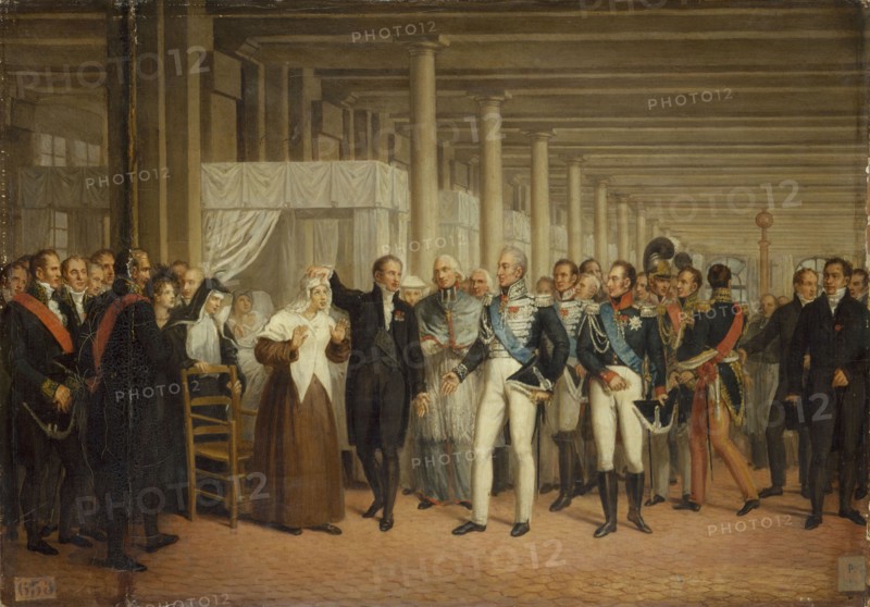 Guillaume Dupuytren (1777-1835), at the Hotel-Dieu, presenting Charles X with eye surgery, c1825.