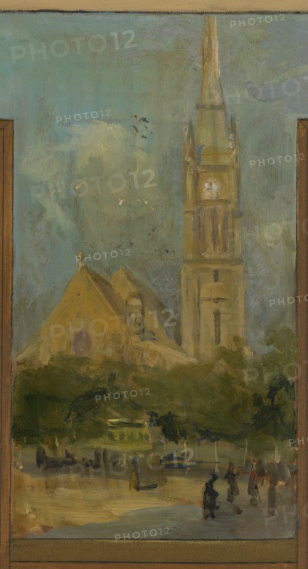 Sketch for the town hall of Vanves. Views of Vanves with the Church of Vanves, 1902.