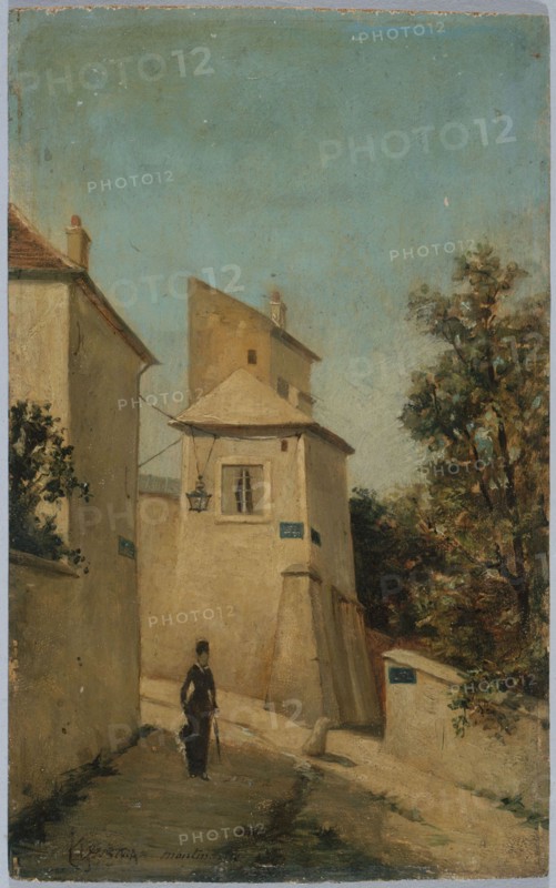 Rue du Mont-Cenis, at the corner of rue Saint-Vincent, in Montmartre, 18th arrondissement, c1870 — 1880.