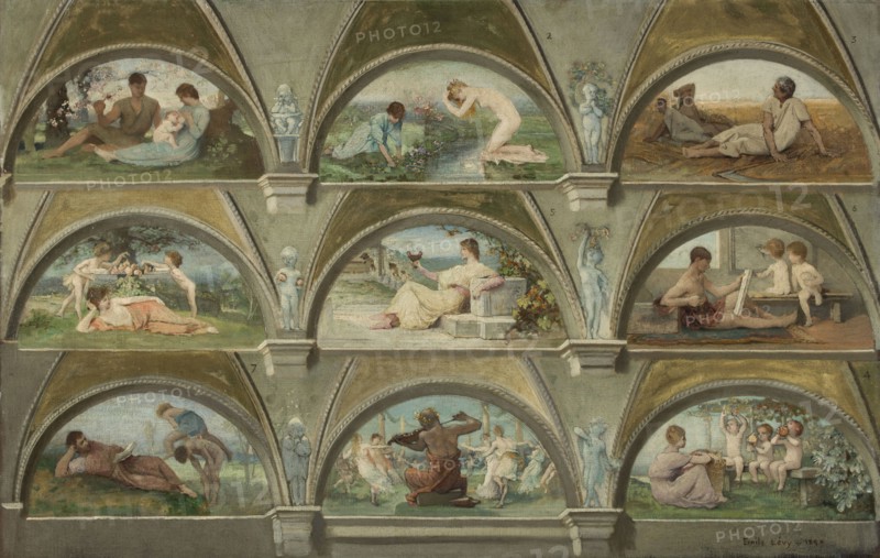 Sketch for the salon des caryatids at the Hotel de Ville in Paris: Allegorical scenes of daily life (vaults), 1890.