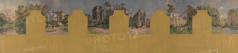 Sketch for the reception hall at the town hall of Vincennes: Views of Vincennes, 1898.