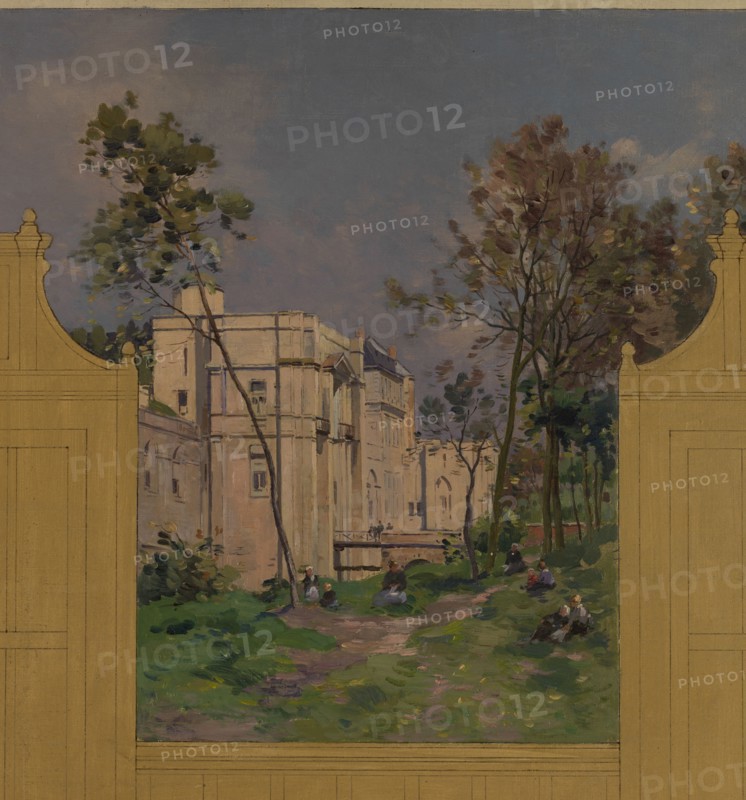 Sketch for the reception hall at the town hall of Vincennes: Views of Vincennes, 1898.