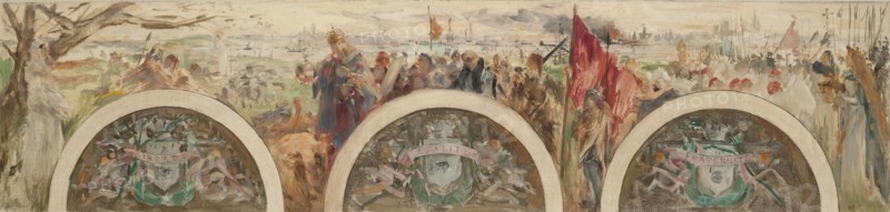 Esquisse pour le salon d'entrée de l'Hôtel de Ville : Paris et les Hautes Epoques ; L'époque gallo-franque, 1892.