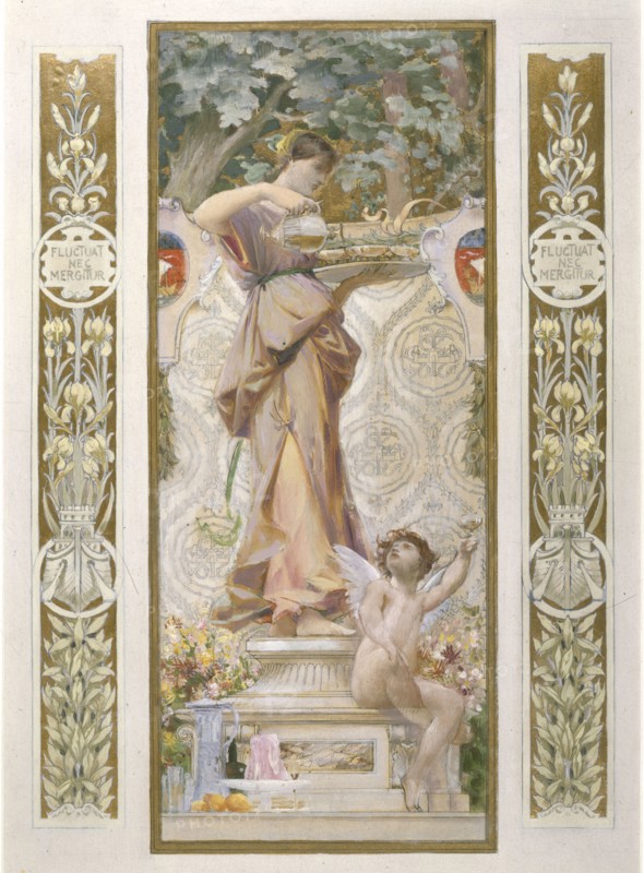 Sketch for the 'Festival Staircase' at the Hotel de Ville in Paris: Refreshment, c1888-1898.