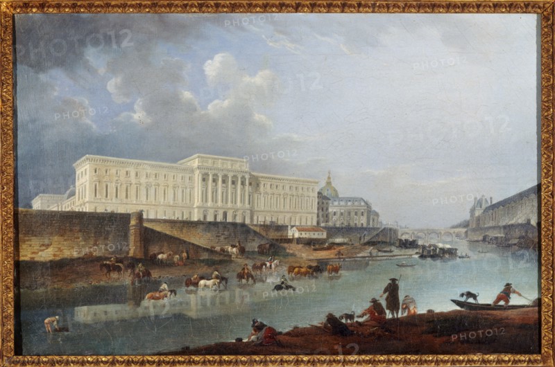 Hotel de la Monnaie, the Quai de Conti and the Seine, seen from the tip of la Cite, 1777.