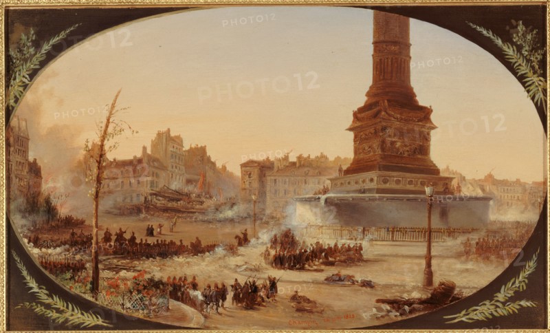 Place de la Bastille and barricade at the entrance to Faubourg Saint-Antoine, June 25, 1848.