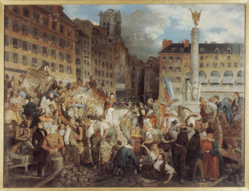 Le ducd'Orléans, se rendant à l'hôtel de ville, traverse la place du Châtelet, le 31 juillet 1830, c1830.
