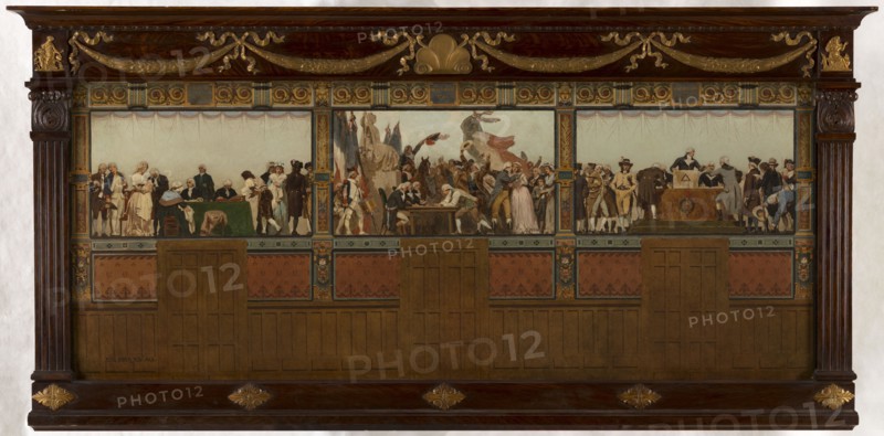 Sketch for the reception hall of the town hall of the 20th arrondissement: Birth, homeland, duty, rights, 1884.