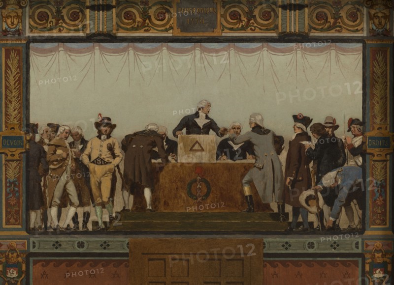 Sketch for the reception hall of the town hall of the 20th arrondissement: Birth, homeland, duty, rights, 1884.