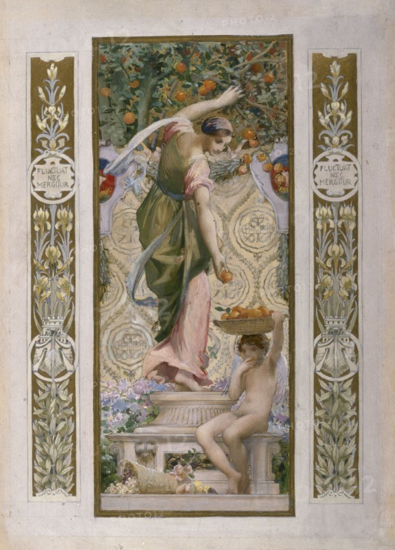 Sketch for the 'Festival Staircase' of the Hotel de Ville in Paris: Fruit, beginning 1889-1898.