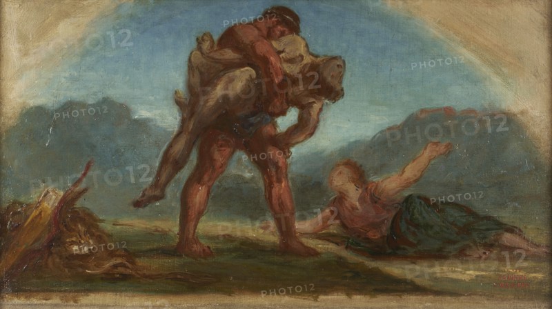 Esquisse pour le salon de la Paix de l'Hôtel de Ville de Paris : Hercule étouffant Antée, between 1852 and 1854.