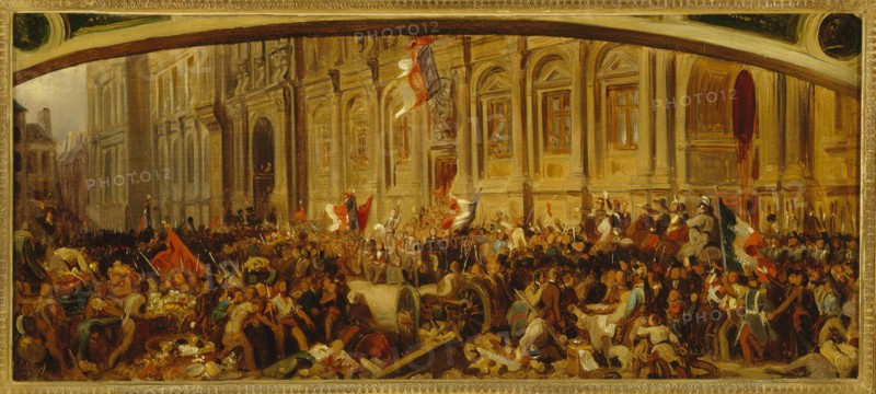 Lamartine pushing back the red flag at Hotel de Ville, February 25, 1848, c1848.