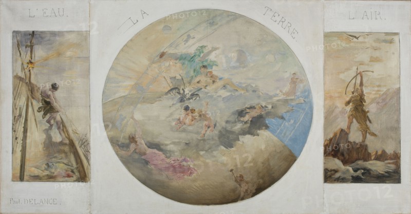 Sketch for dining room in the Hotel de Ville in Paris: Water, Earth, Air, between 1891 and 1892.