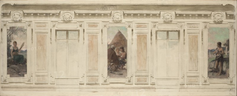 Esquisse pour la salle des mariages de la mairie de Courbevoie : Fileuse. Le mariage. Berger, 1884.