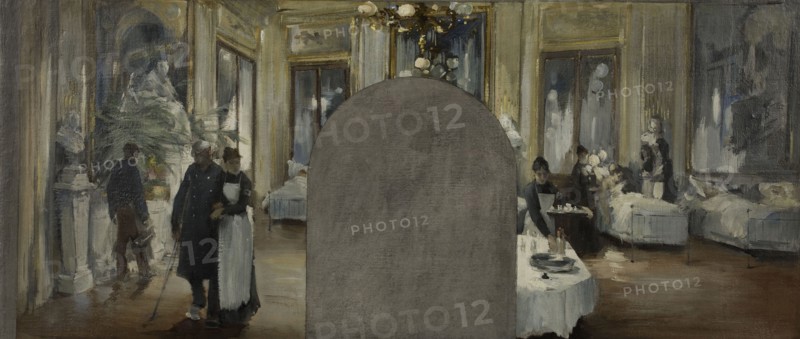 Esquisse pour le cabinet du préfet de l'Hôtel de Ville de Paris : L'ambulance du Théâtre Français, 1889.