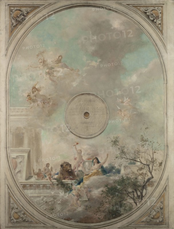 Esquisse pour la salle des mariages de la mairie de Montrouge : La Loi et le Mariage (Plafond), 1886.