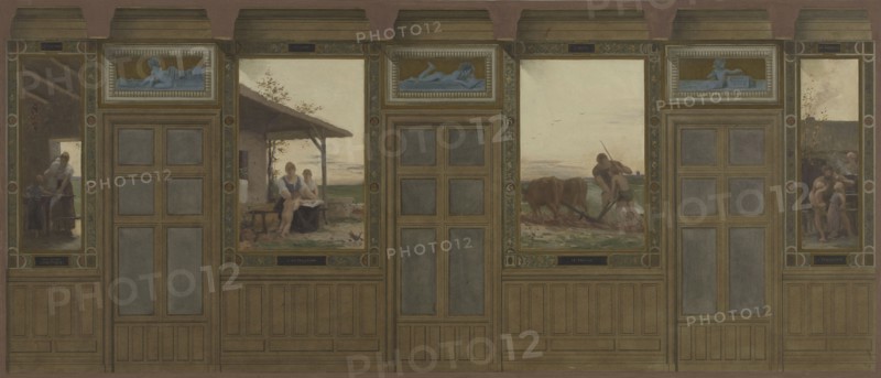 Esquisse pour la mairie du 20ème arrondissement : Les soins domestiques, l'instruction, le travail, l'éducation, 1884.