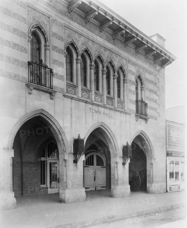 Facade of the Town Hall, Littleton, Colorado which was designed by the architect Jacques Benois Benedict, between 1920 and 1923.