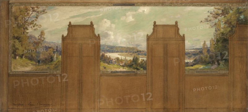 Sketch for the town hall of Bagneux (?): landscape from Joinville to Nogent, c1907.