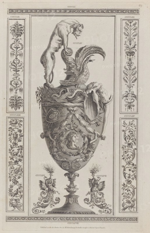 Vases and Ornament, nos. CCCCLX-CCCCLXVIII ("Designs for Various Ornaments," pl. 69), 1801.