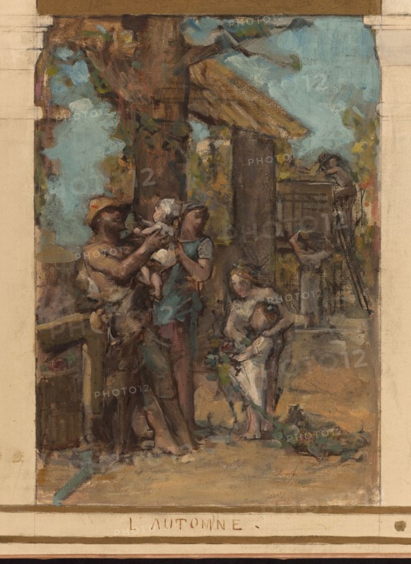 Sketch for the reception hall of the town hall in the 4th arrondissement: Autumn. Winter. Water. The night., 1884.