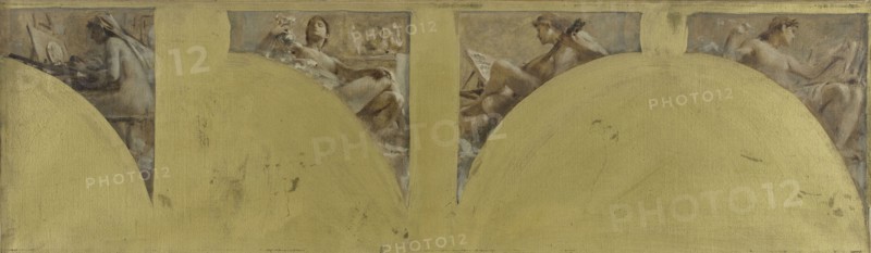 Esquisse pour le salon des Arts de l'Hôtel de Ville de Paris : La gravure de médailles..., c.1891. Creator: Theobald Chartran.