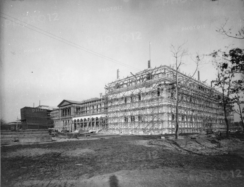 Exterior of Woman's Building, while under construction, at World's Fair, Chicago, Illinois, 1892.