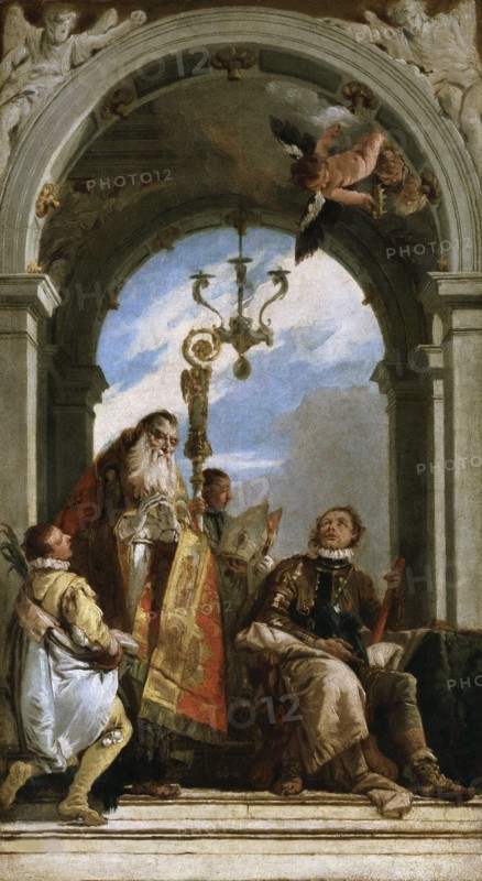 Saint Proculus of Verona visits the Saints Firmus and Rusticus, 1740-1745. Creator: Tiepolo, Giambattista (1696-1770).
