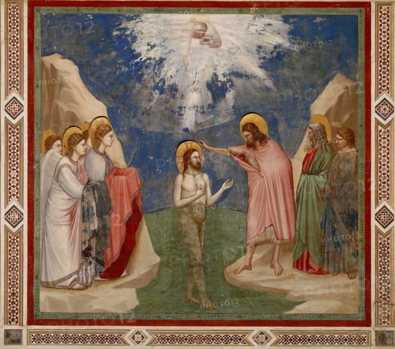 Baptism of Christ (From the cycles of The Life of Christ), 1304-1306. Creator: Giotto di Bondone (1266-1377).