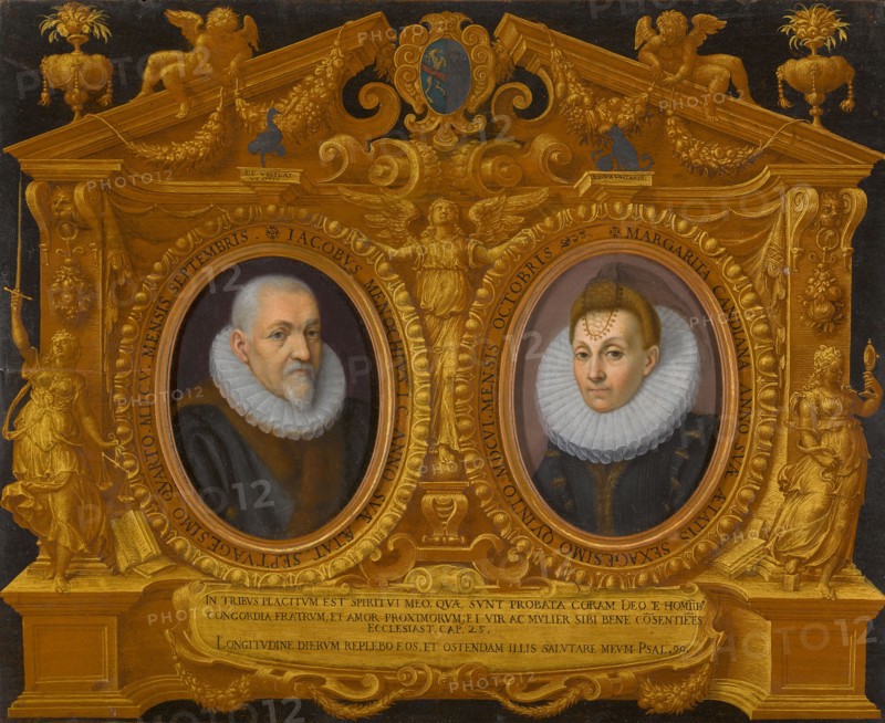 Double portrait Jacopo Menochio and his wife, Margherita Candiana, in a trompe l'oeil frame, 1606. Private Collection.