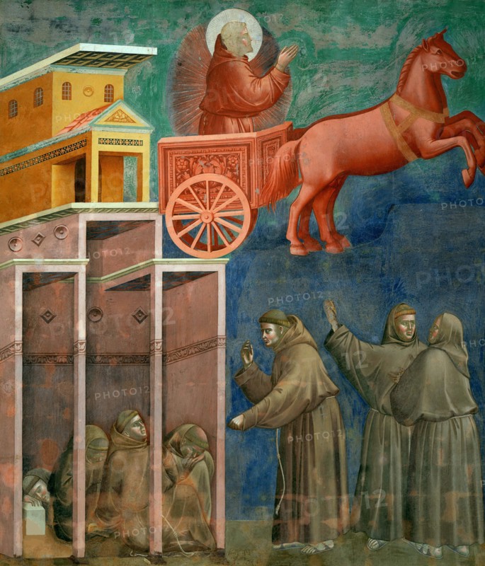 Vision of the Flaming Chariot (from Legend of Saint Francis), 1295-1300. Creator: Giotto di Bondone (1266-1377).