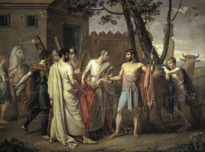 Lucius Quinctius Cincinnatus Leaves the Plough to Dictate Laws to Rome, ca 1806. Creator: Ribera y Fernández, Juan Antonio (1779-1860).