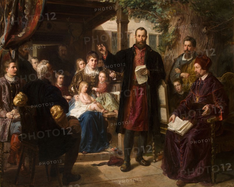 Jan Kochanowski at Czarnolas Reading the Translation of the "Psalms" , 1864-1865. Creator: Luszczkiewicz, Wladyslaw (1828-1900).