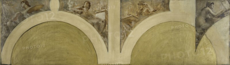 Esquisse pour le salon des Arts de l'Hôtel de Ville de Paris : La peinture, la sculpture..., c.1891. Creator: Theobald Chartran.