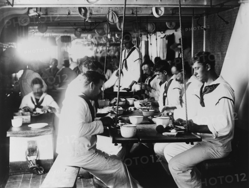 U.S.S. Olympia - crew's mess, 1899. Creator: Frances Benjamin Johnston.