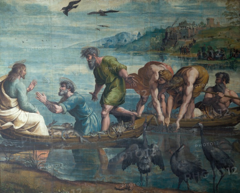 The Miraculous Draught of Fishes. Cartoon for tapestries for the Sistine Chapel, ca 1515. Creator: Raphael (Raffaello Sanzio da Urbino) (1483-1520).