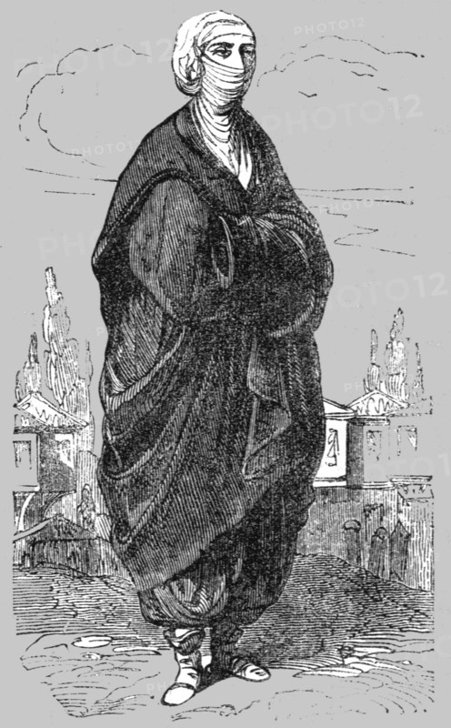 'Woman of Constantinople in the Street; The Women of Turkey', 1854. Creator: Unknown.